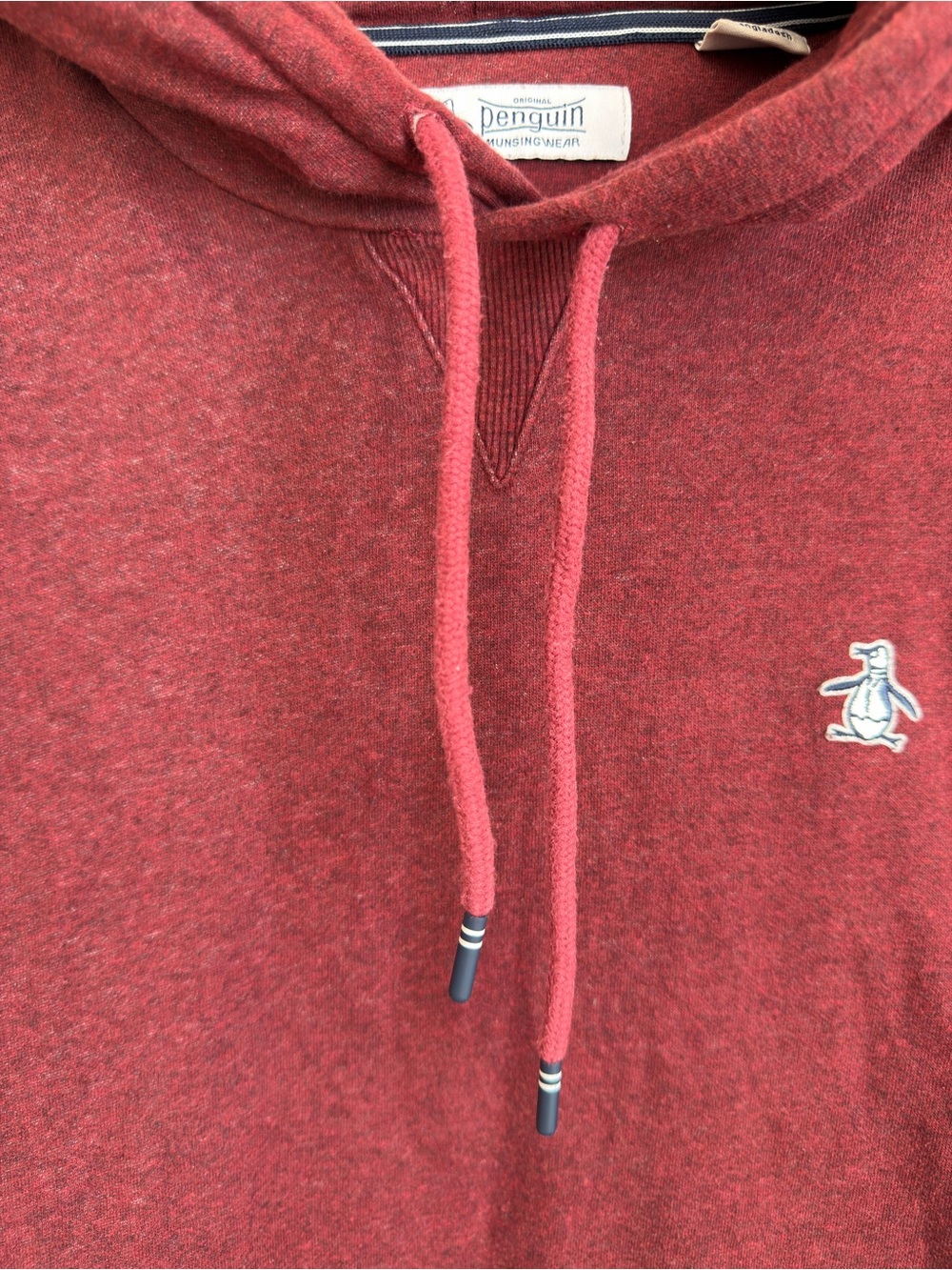 Original Penguin Munsingwear TV Pete Fleece Hoodie Men's M Burgundy Slim Fit - Picture 6 of 9